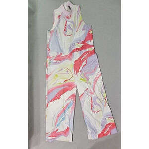 Nike Mock Neck Jumpsuit Sleeveless Abstract Tie Dye Sportswear Jersey Pockets